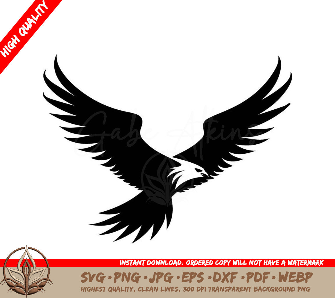 Majestic Avian Silhouette Black Vector Eagle Noble Predator Emblem SVG