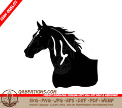 A Silhouette Of A Horses Head On A White Background SVG - Majestic Colt SVG