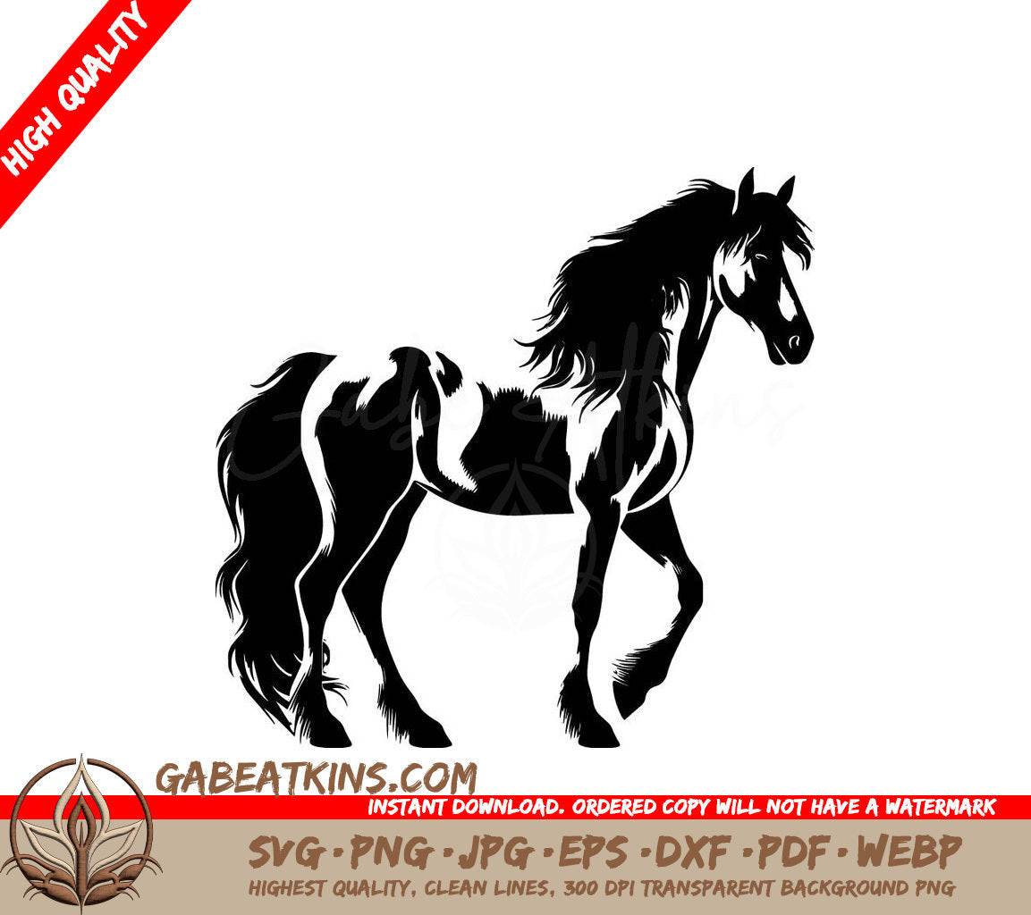 A Horse With A Long Mane SVG - Majestic Gypsy Horse SVG