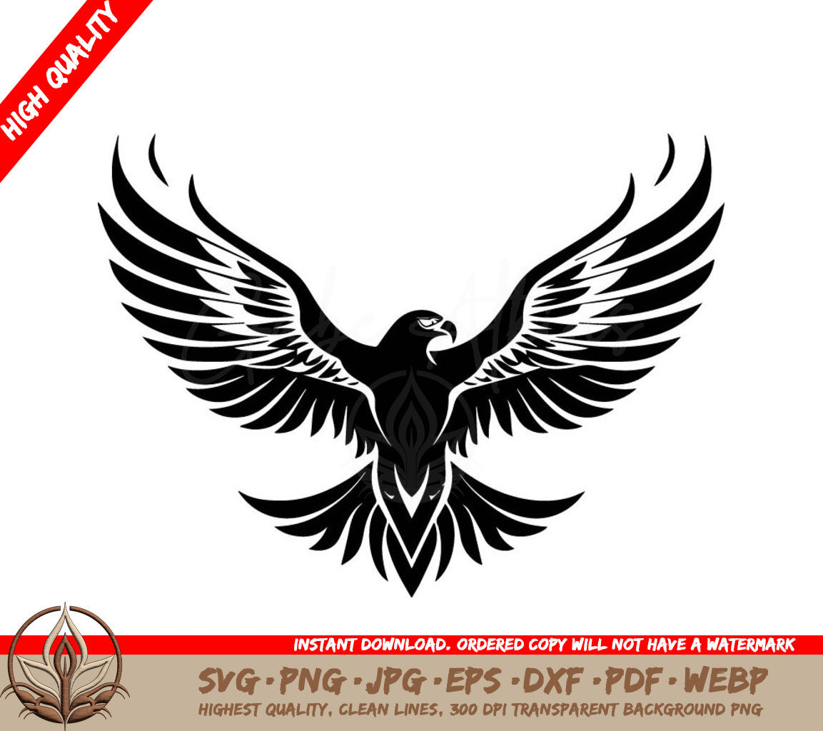 A Black And White Eagle With Its Wings Outstretched