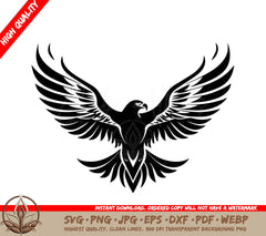 A Black And White Eagle With Its Wings Outstretched