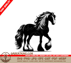 A Horse With A Long Mane SVG - Majestic Long-haired Horse SVG