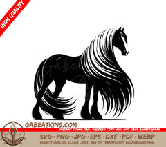 A Horse With A Long Mane SVG - Majestic Mane Horse SVG