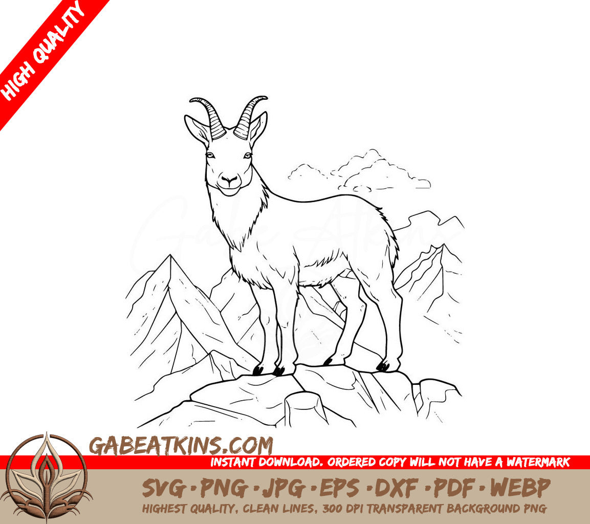 A Goat Standing On A Rock SVG - Majestic Mountain Goat SVG