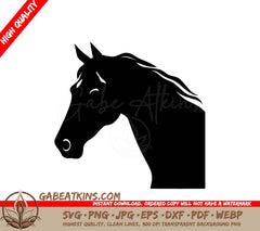 A Silhouette Of A Horses Head On A White Background SVG - Majestic Stallion SVG