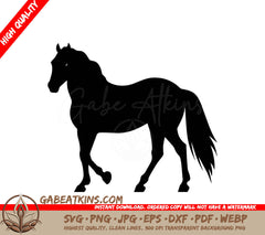 A Black Silhouette Of A Horse On A White Background SVG - Majestic Stallion Galloping SVG
