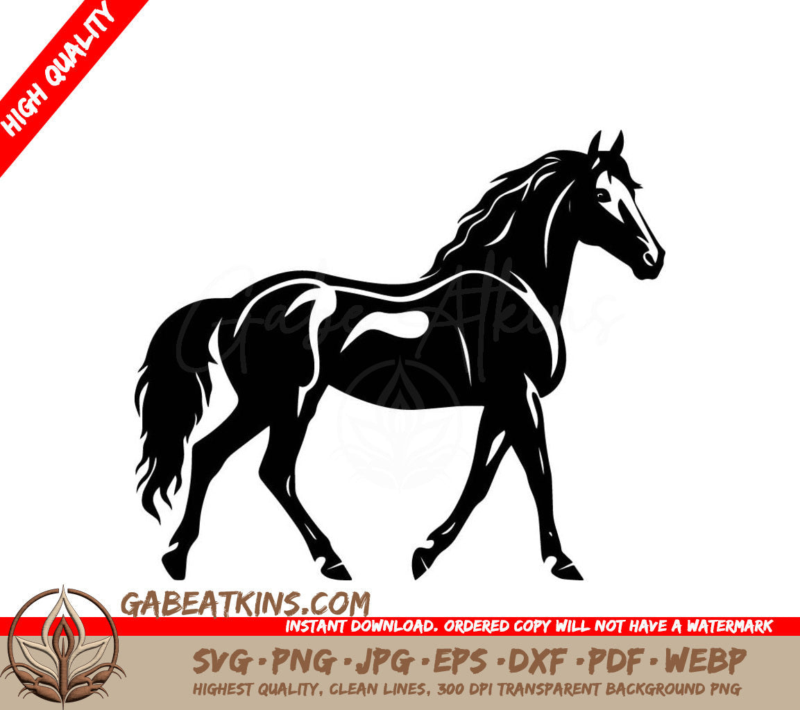 A Horse On A White Background SVG - Majestic Walking Horse SVG