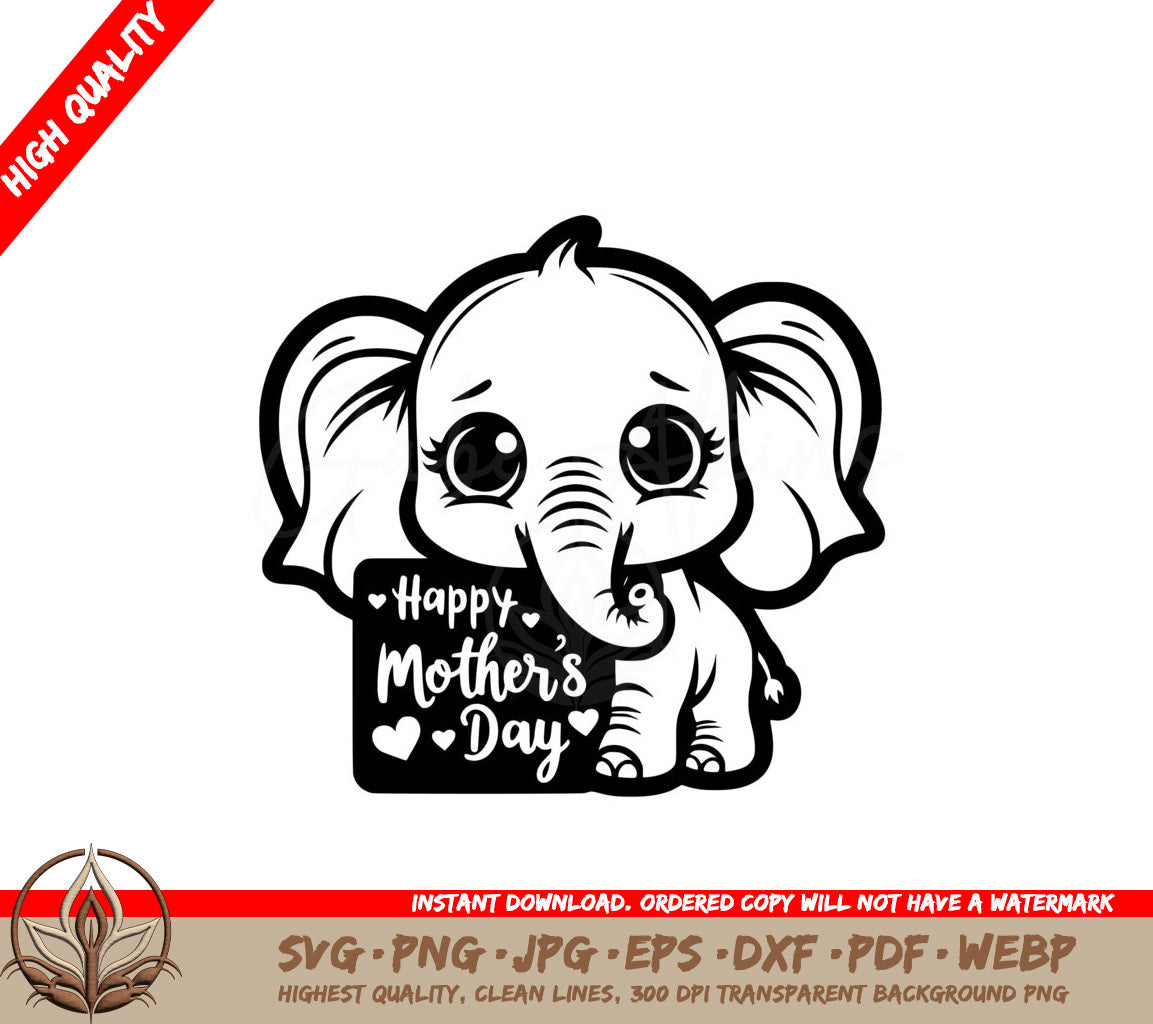Love Mama Elephant SVG - Digital Product file in multiple formats for flexibility.