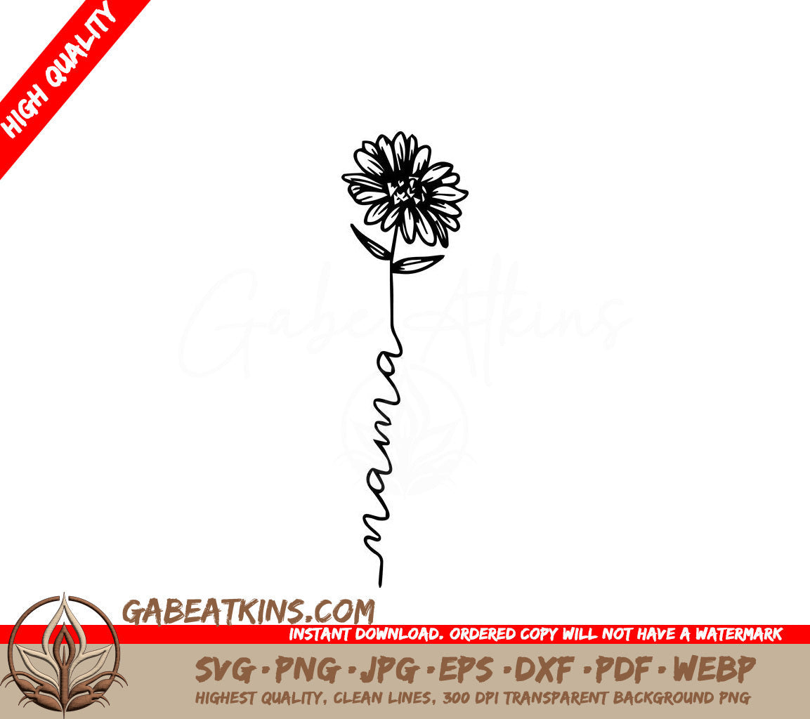 A Flower With The Word Mama Below It SVG - Mama Flower SVG SVG
