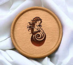 Smiling Pregnant Woman with Long Hair - SVG Design Design SVG