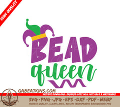 Mardi Gras Bead Queen SVG - Jester Hat Design Design SVG