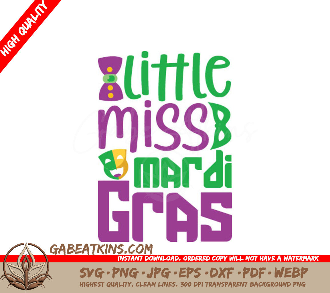 Little Miss Mardi Gras SVG Cut File - Mardi Gras Design Bundle SVG