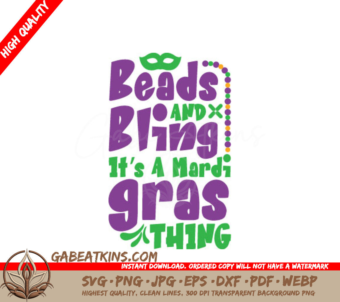 Mardi Gras Beads & Bling SVG Design - Its A Mardi Gras Thing SVG