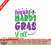 Happy Mardi Gras Yall SVG - Green & Purple Design SVG