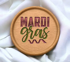 Mardi Gras SVG Design - Green & Purple Text on White Background SVG