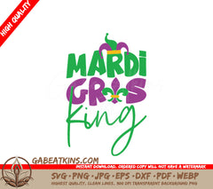 Mardi Gras King SVG - Green & Purple Jester Hat Design SVG