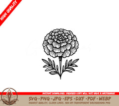 Marigold Bloom SVG File - Digital Product in Multiple Formats