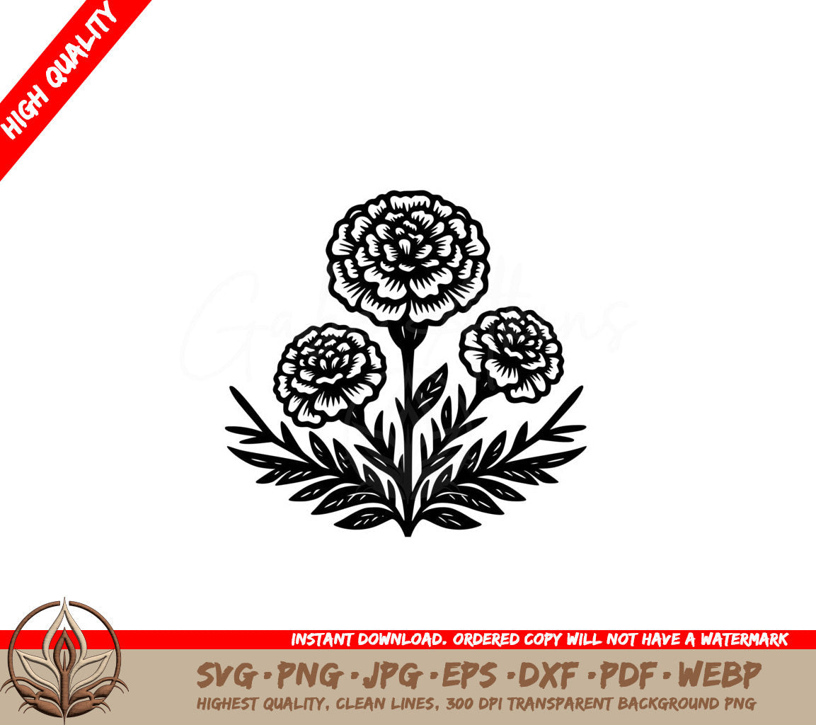 Marigold Trio - Digital Product File in SVG Format