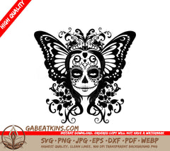 Mariposa Beauty SVG - A Sugar Skull With Butterfly Wings