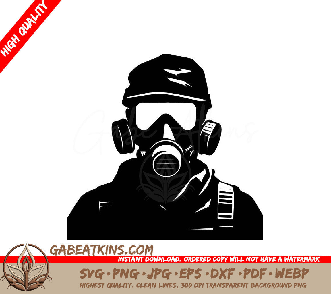 A Man Wearing A Gas Mask SVG - Masked Worker SVG