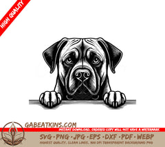 Boxer Dog Peeking Over Wall SVG - Mastiff with Paws 2-1 SVG