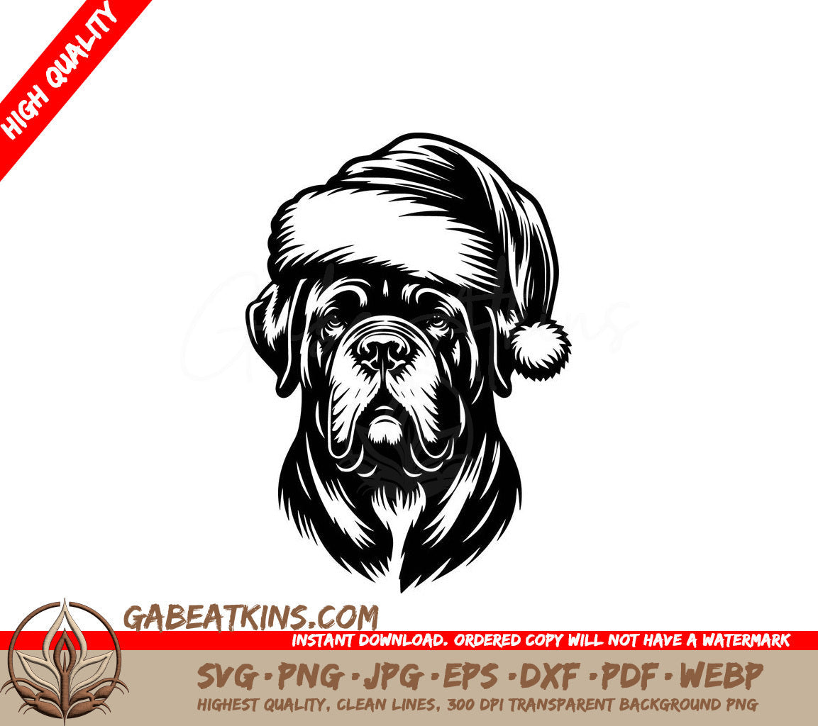 A Dog Wearing A Santa Hat SVG - Mastiff Santa Dog SVG