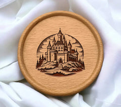 Eerie Halloween Castle Hilltop SVG - Drawing SVG