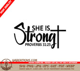 She Is Strong Christian Cross SVG Design SVG