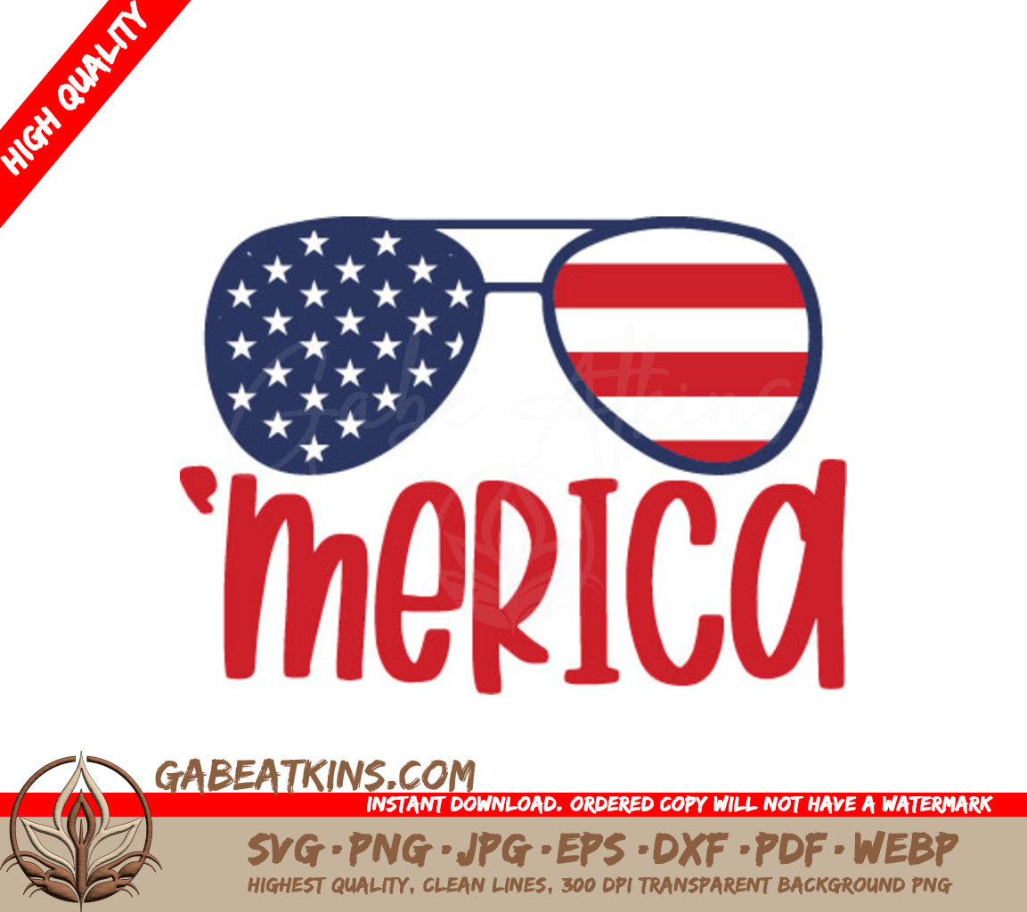Patriotic Merica Sunglasses SVG Bundle - 4th of July Design SVG