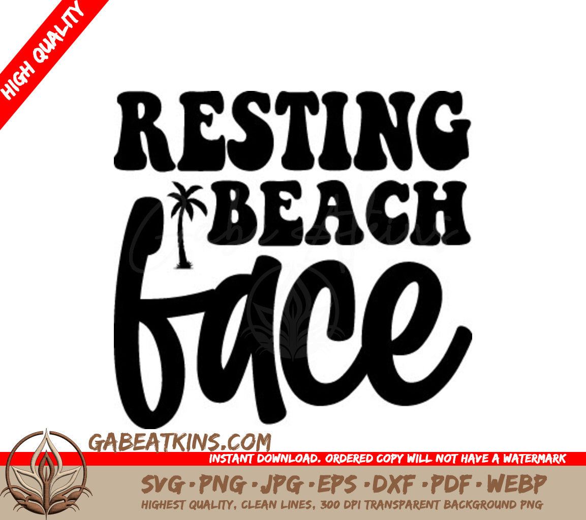 Resting Beach Face SVG with Palm Tree - Summer SVG Bundle SVG