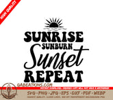 Sunrise Sunburn Sunset Repeat SVG Design Bundle - Summer Vibes SVG