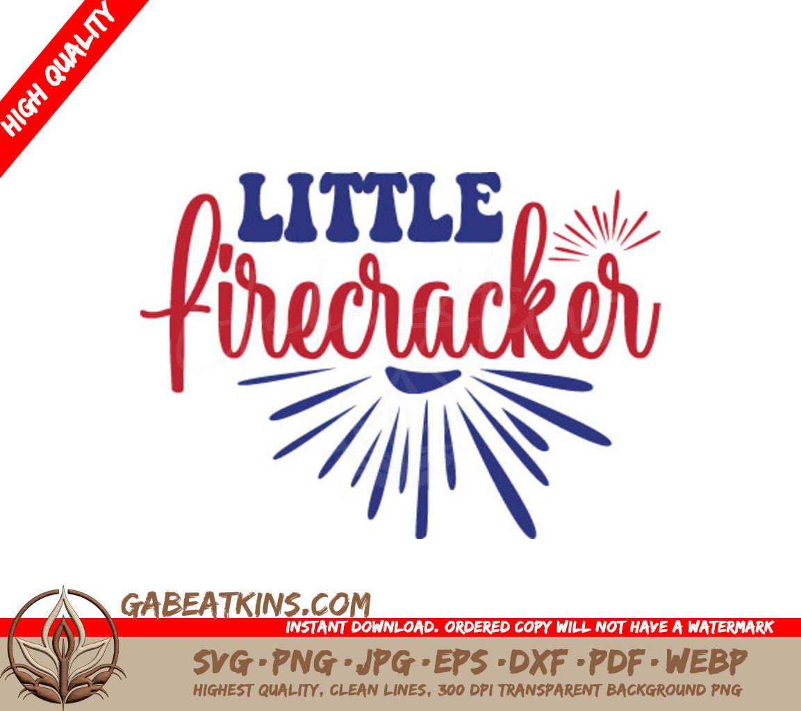Red, White & Blue Little Firecracker SVG with Fireworks - Memorial Day Design SVG