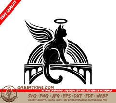 A Cat With Angel Wings And A Halo SVG - Memorial Cat Bridge SVG