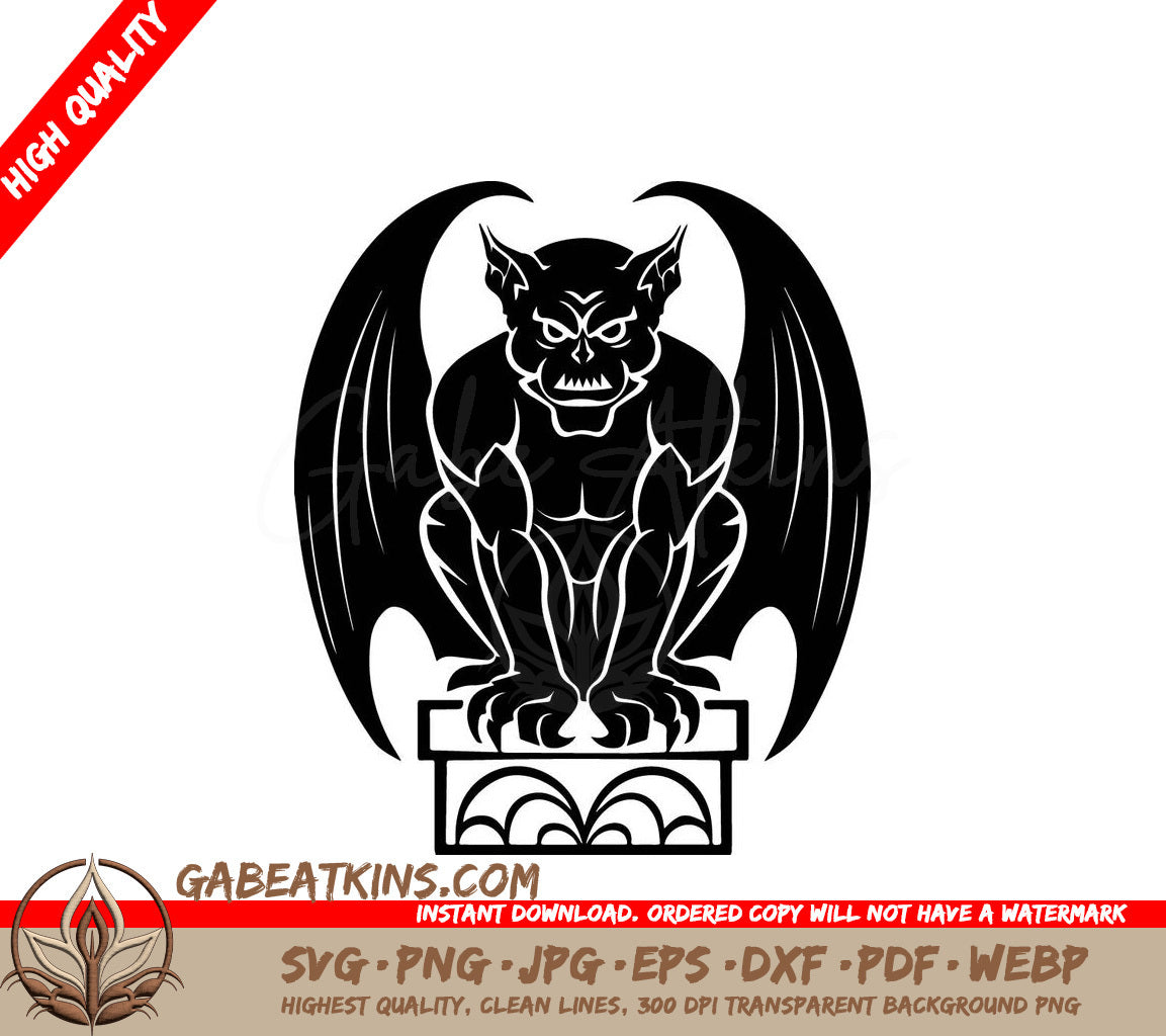 Menacing Gargoyle with Wings SVG - Silhouette SVG