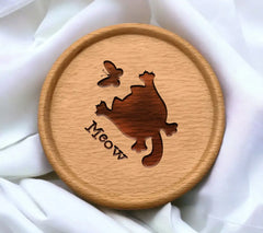 Funny Black Kitten Catching Butterfly Meow SVG Silhouette SVG