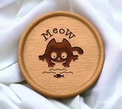 Funny Black Cat Meow SVG - Kitten Catching Fish Design SVG