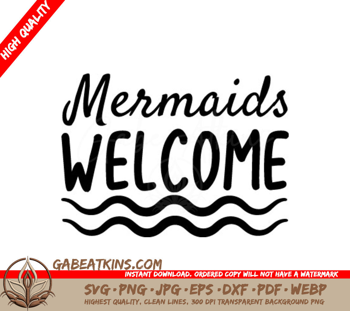 Mermaid Welcome SVG with Waves SVG