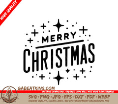 A Black And White Sign That Says Merry Christmas SVG - Merry Christmas Stars SVG