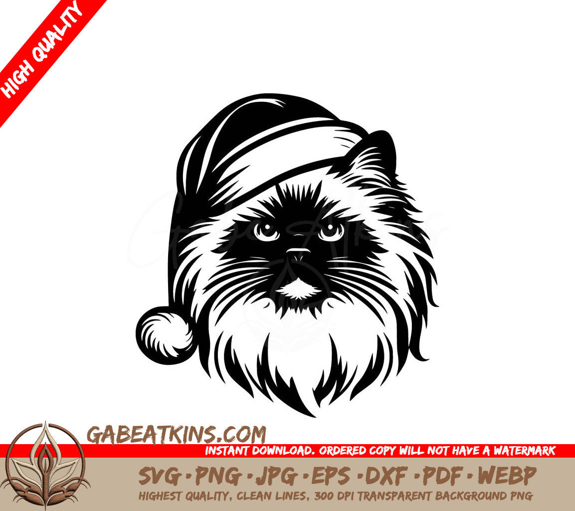 A Cat Wearing A Santa Hat SVG - Merry Santa Cat SVG