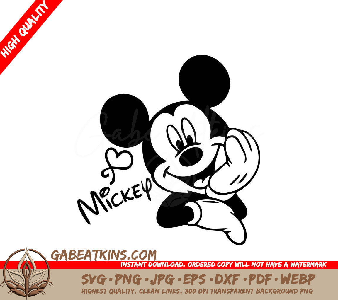 Mickey Mouse With The Word Mickey Written Below Him SVG - Mickey Mouse Signature SVG SVG