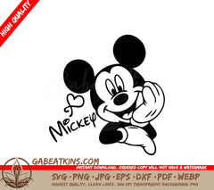Mickey Mouse With The Word Mickey Written Below Him SVG - Mickey Mouse Signature SVG SVG