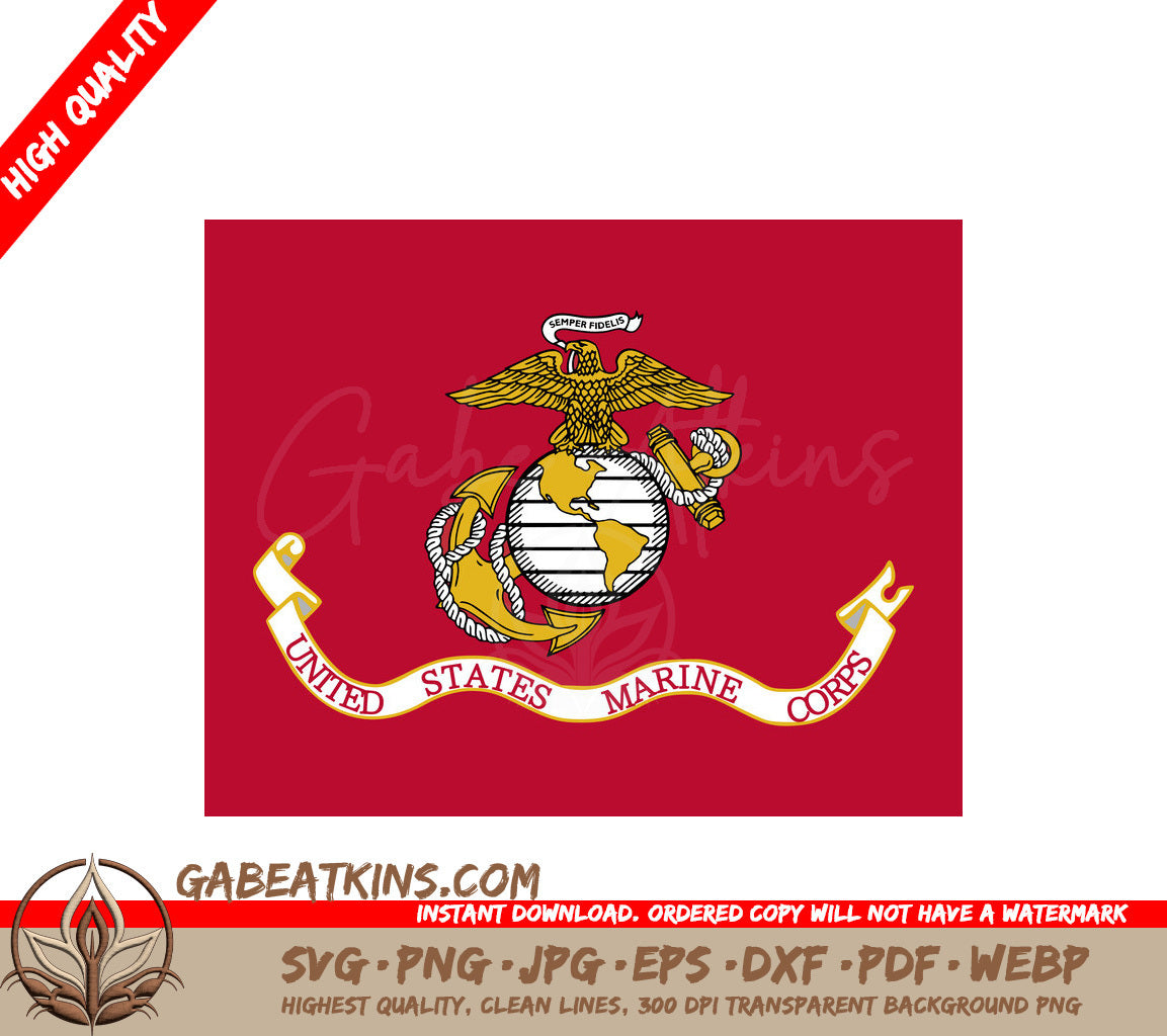 USMC Design SVG - Red Background - Military Branch Symbol SVG