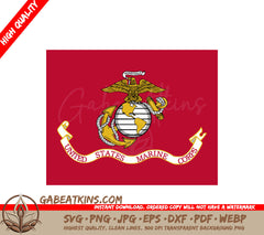 USMC Design SVG - Red Background - Military Branch Symbol SVG