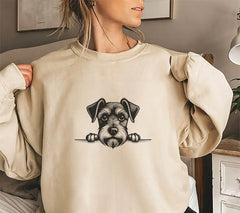 Schnauzer Peeking Over Wall SVG - Miniature Schnauzer Clipart SVG