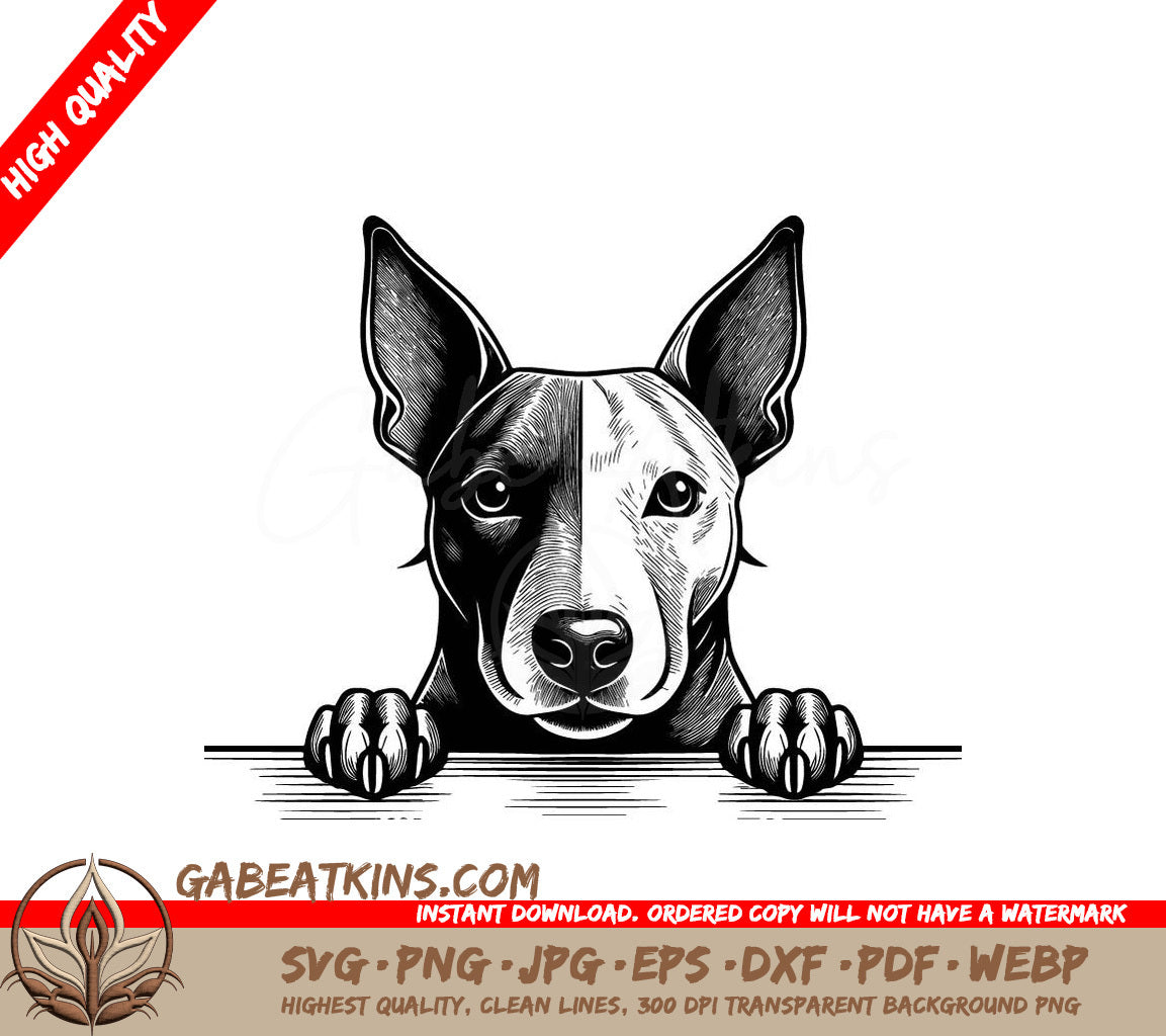 Miniature Bull Terrier Paws Up - SVG SVG
