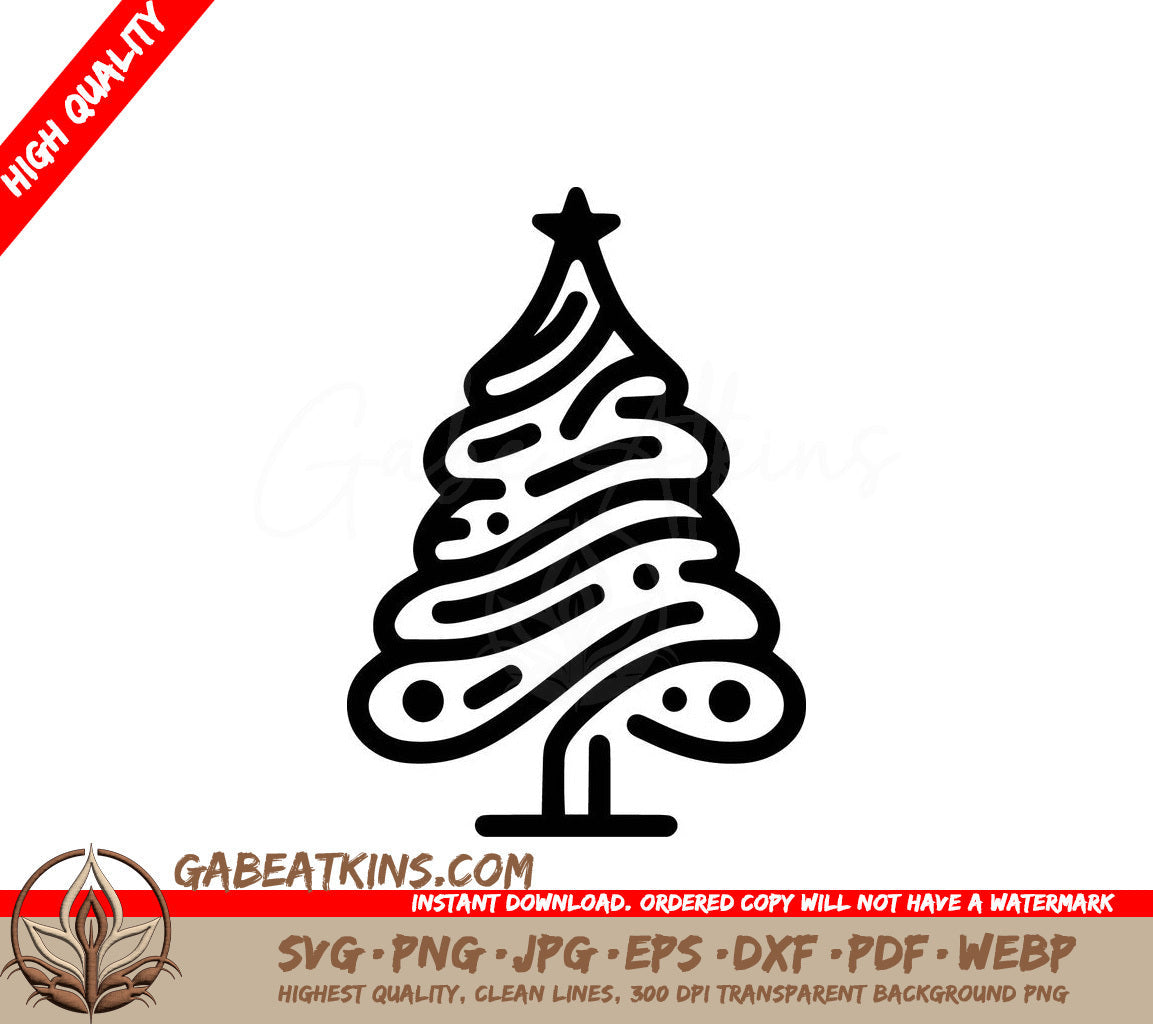 A Christmas Tree With A Star On Top SVG - Minimal Christmas Tree SVG