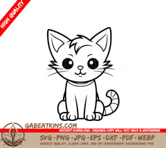 A Cat With Big Eyes SVG - Mischevious Feline SVG