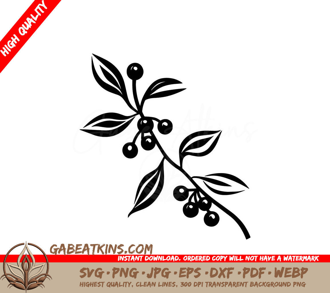 A Plant With Leaves And Berries SVG - Misletoe Plant SVG