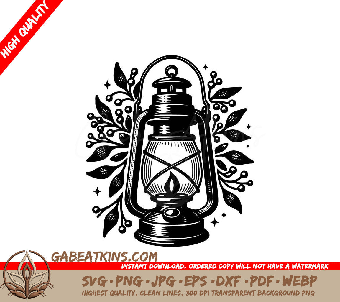 A Lantern With Leaves Around It SVG - Mistletoe Glow SVG