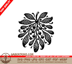A Flower With Leaves And Berries SVG - Mistletoe Magic SVG